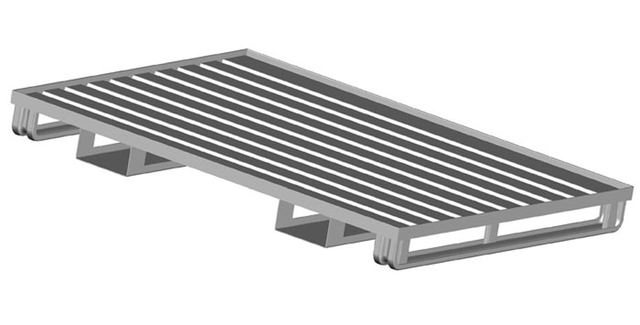 CAD-Ansicht der Stahlflachpalette PE/110 in Sonderausführung